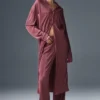 Abito camicia micro plissettato - Borgogna tartufo