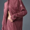 Abito camicia micro plissettato - Borgogna tartufo
