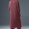 Abito camicia micro plissettato - Borgogna tartufo