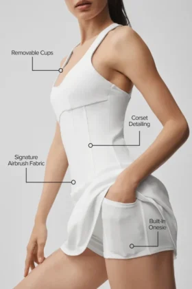 Abito da tennis a corsetto Airbrush Sparks Fly – Bianco