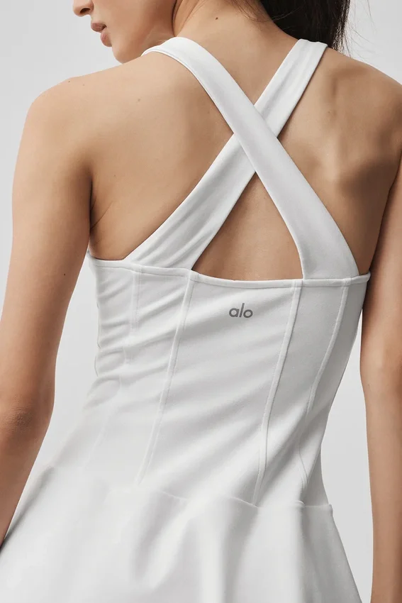 Abito da tennis a corsetto Airbrush Sparks Fly - Bianco
