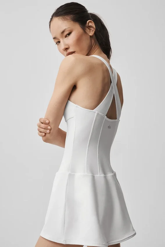 Abito da tennis a corsetto Airbrush Sparks Fly - Bianco