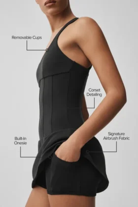 Abito da tennis a corsetto Airbrush Sparks Fly – Nero
