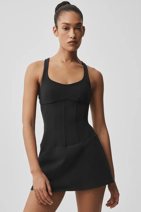 Abito da tennis a corsetto Airbrush Sparks Fly - Nero