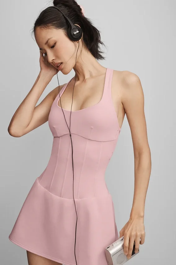 Abito da tennis a corsetto Airbrush Sparks Fly – Rosa vintage
