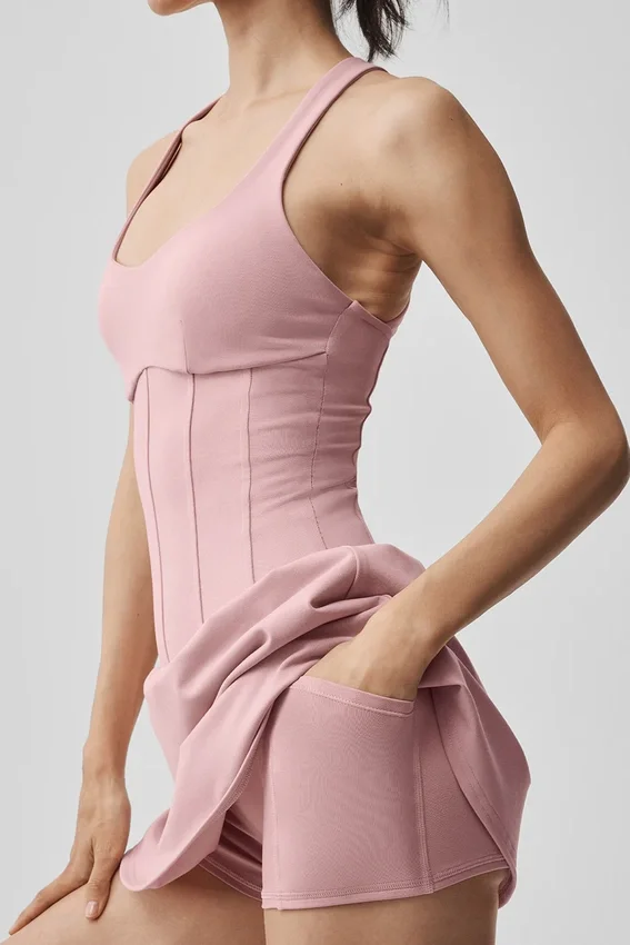 Abito da tennis a corsetto Airbrush Sparks Fly – Rosa vintage
