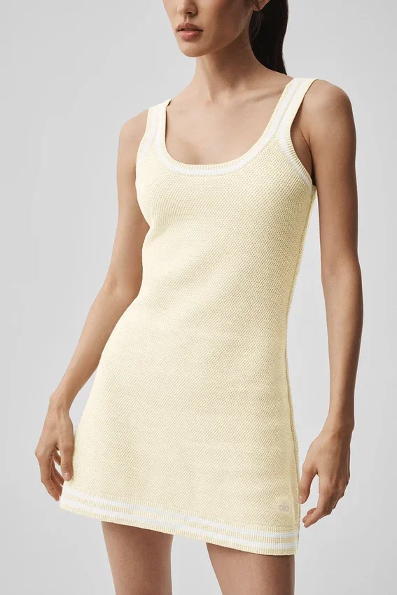 Abito in maglia stile maglione Tennis Club - Avena/Bianco