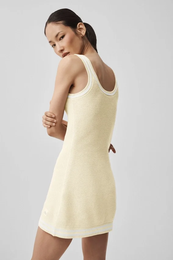 Abito in maglia stile maglione Tennis Club - Avena/Bianco