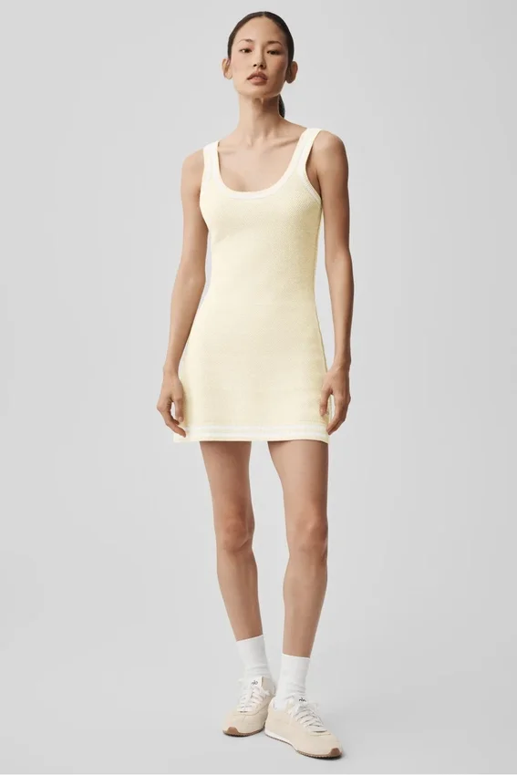 Abito in maglia stile maglione Tennis Club - Avena/Bianco