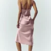 Abito sottoveste in seta lucente - Rosa champagne