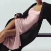 Abito sottoveste in seta lucente - Rosa champagne