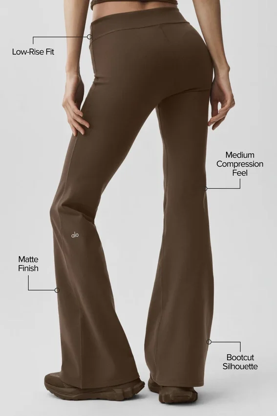 Airbrush Legging a vita bassa e gamba svasata - Espresso