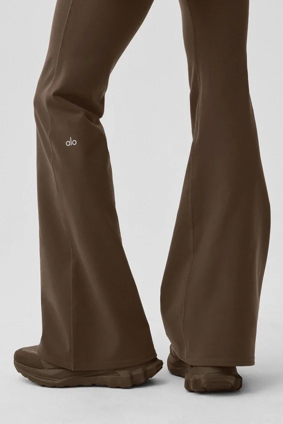 Airbrush Legging a vita bassa e gamba svasata - Espresso