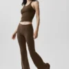 Airbrush Legging a vita bassa e gamba svasata - Espresso