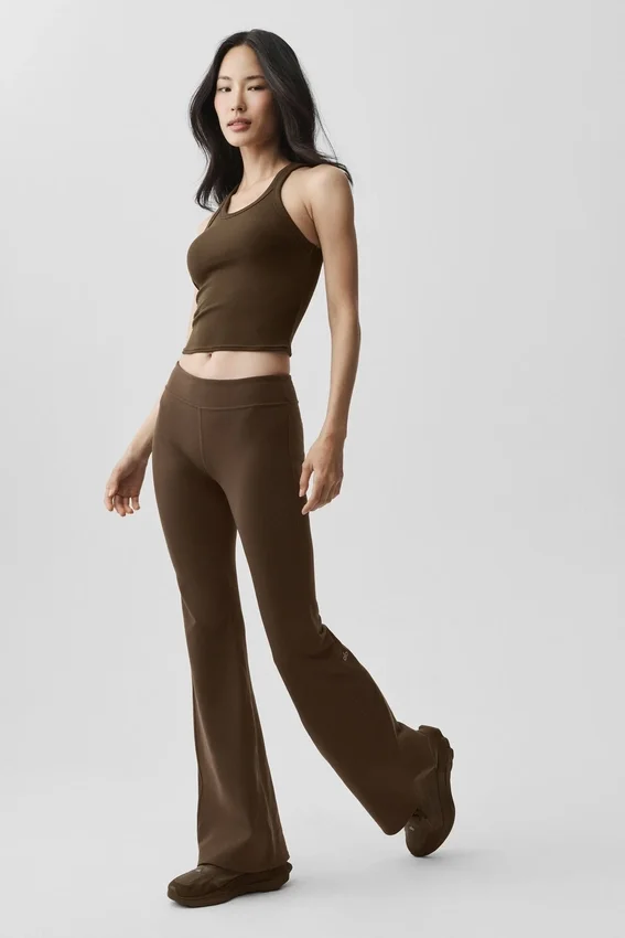 Airbrush Legging a vita bassa e gamba svasata - Espresso