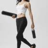 Airbrush Legging a vita bassa e lunghezza 7/8 - Nero