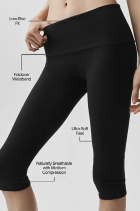 Alo Softsculpt Capri a vita bassa con risvolto – Nero