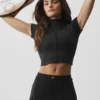 Alo Softsculpt pantaloncini con zip integrale - Nero