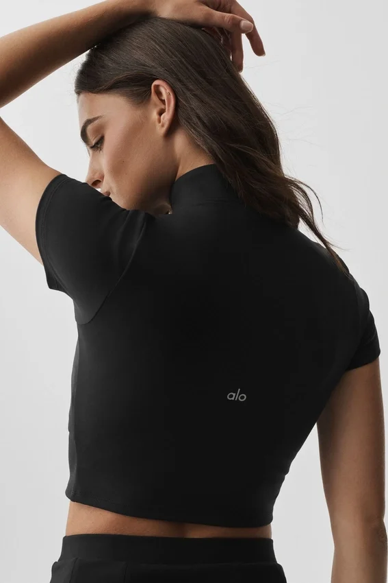 Alo Softsculpt pantaloncini con zip integrale - Nero