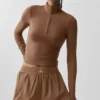 Alo Softsculpt Precision con maniche lunghe e zip a 1/4 - Marrone baciato dal sole