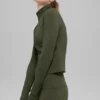 Alo Softsculpt Precision con maniche lunghe e zip a 1/4 - Verde oliva