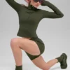 Alo Softsculpt Precision con maniche lunghe e zip a 1/4 - Verde oliva