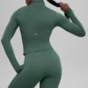 Alo Softsculpt Precision con maniche lunghe e zip a 1/4 - Verde trifoglio