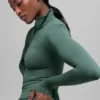 Alo Softsculpt Precision con maniche lunghe e zip a 1/4 - Verde trifoglio