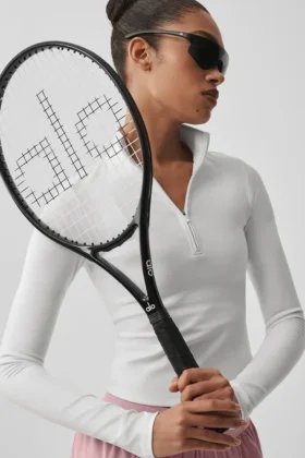 Alo Softsculpt Precision maniche lunghe con zip a 1/4 - Bianco