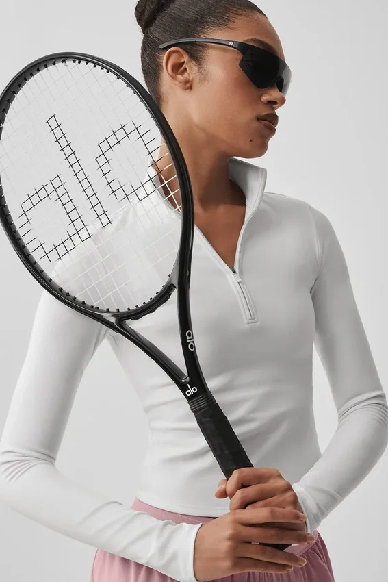 Alo Softsculpt Precision maniche lunghe con zip a 1/4 - Bianco