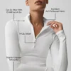 Alo Softsculpt Precision maniche lunghe con zip a 1/4 - Bianco