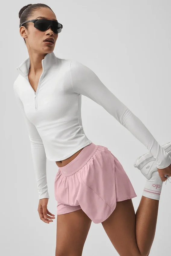 Alo Softsculpt Precision maniche lunghe con zip a 1/4 - Bianco