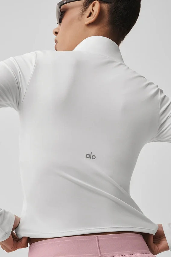 Alo Softsculpt Precision maniche lunghe con zip a 1/4 - Bianco