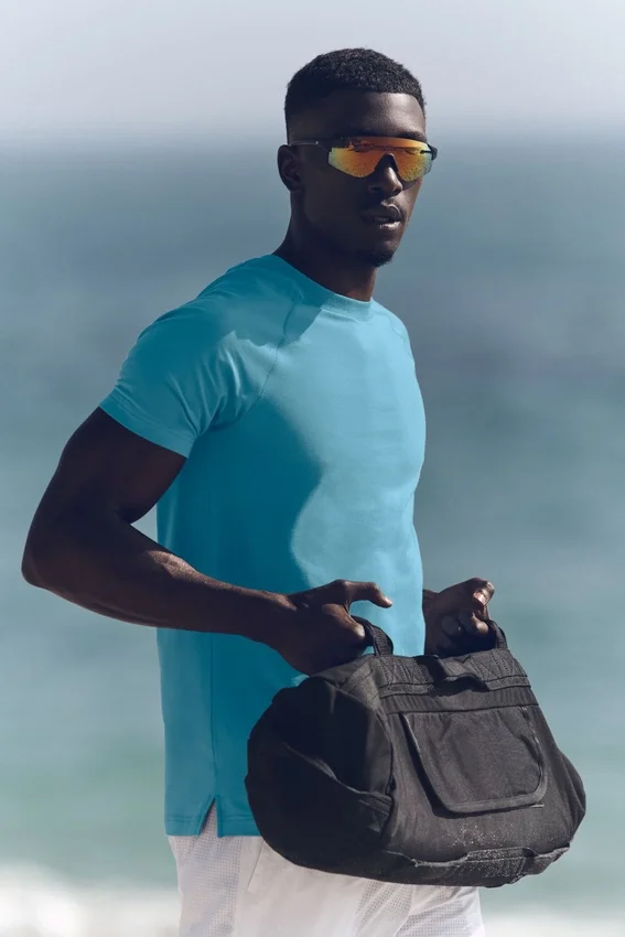 Alo Vapor Maglia a maniche corte con collo rotondo - Blue Breeze