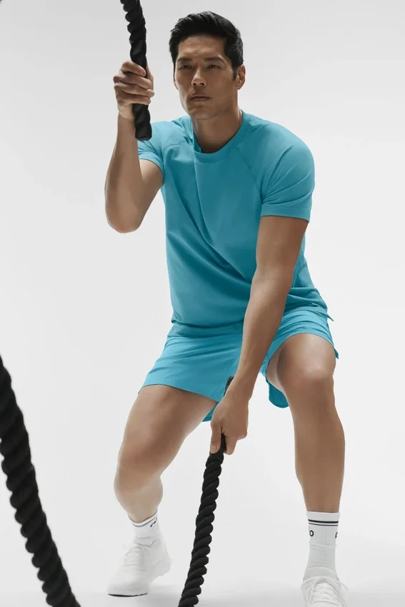 Alo Vapor Maglia a maniche corte con collo rotondo - Blue Breeze