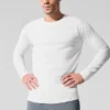 Alo Vapor Maglia a maniche lunghe con collo rotondo - Bianco