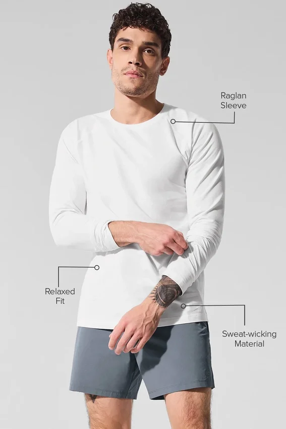 Alo Vapor Maglia a maniche lunghe con collo rotondo - Bianco
