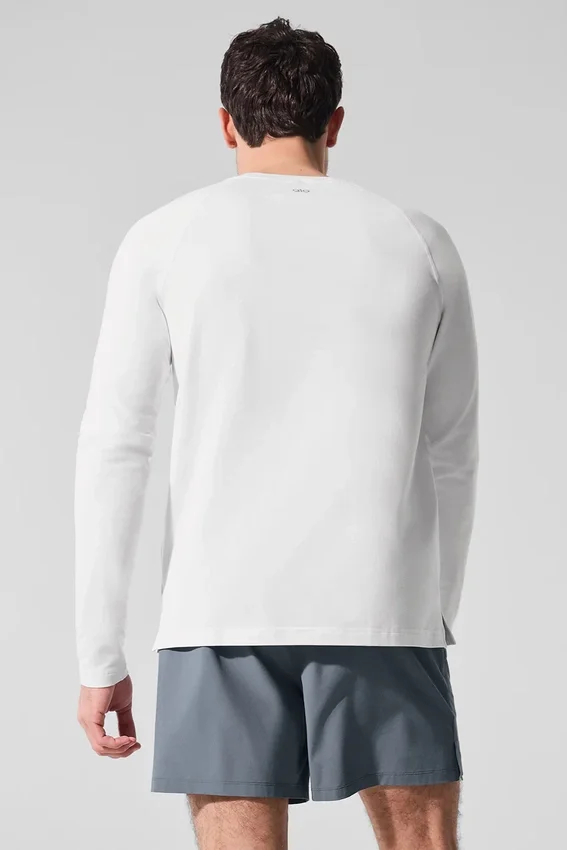 Alo Vapor Maglia a maniche lunghe con collo rotondo - Bianco