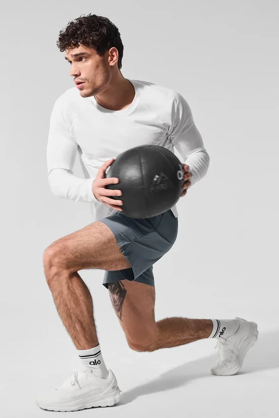 Alo Vapor Maglia a maniche lunghe con collo rotondo - Bianco