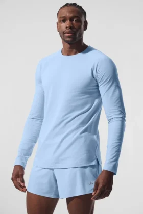 Alo Vapor Maglia a maniche lunghe con collo rotondo - Blu conchiglia