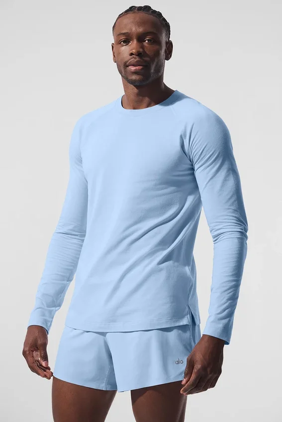 Alo Vapor Maglia a maniche lunghe con collo rotondo - Blu conchiglia