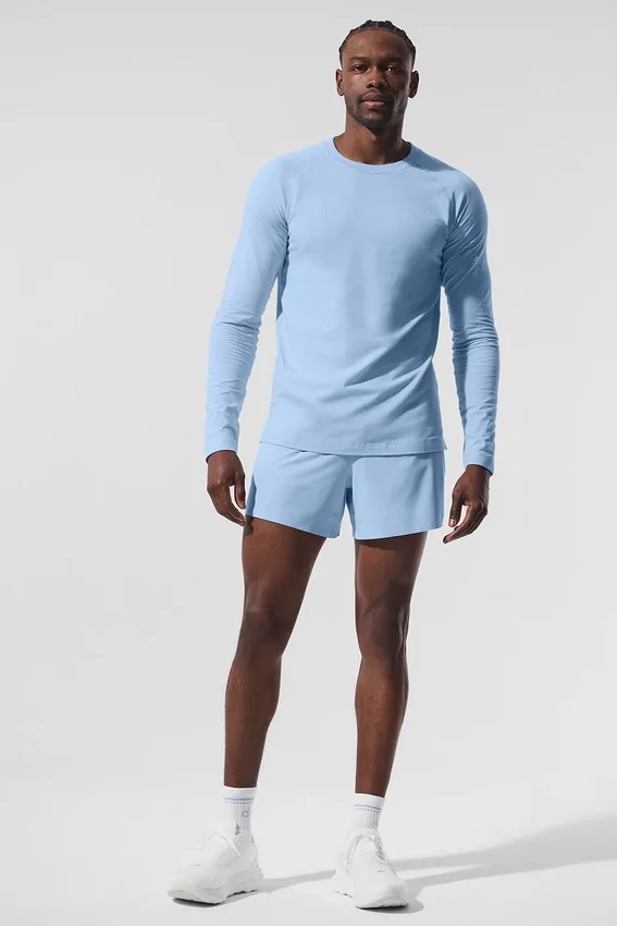 Alo Vapor Maglia a maniche lunghe con collo rotondo - Blu conchiglia
