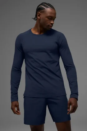 Alo Vapor Maglia a maniche lunghe con collo rotondo - Blu navy