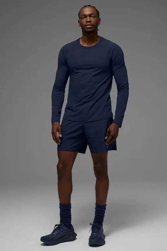 Alo Vapor Maglia a maniche lunghe con collo rotondo - Blu navy