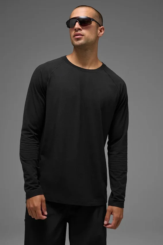 Alo Vapor Maglia a maniche lunghe con collo rotondo - Nero