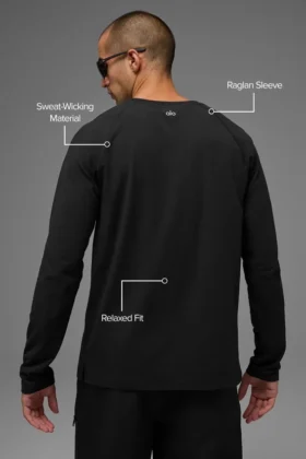Alo Vapor Maglia a maniche lunghe con collo rotondo – Nero