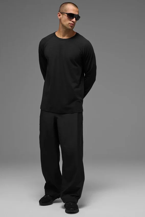 Alo Vapor Maglia a maniche lunghe con collo rotondo - Nero