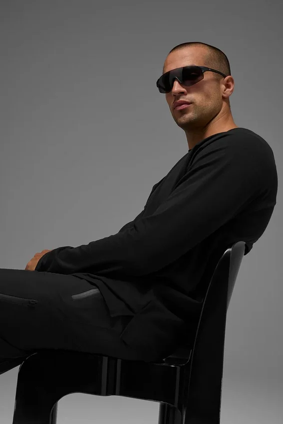 Alo Vapor Maglia a maniche lunghe con collo rotondo - Nero