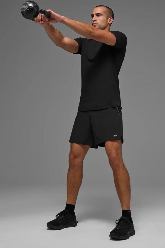 Alo Vapor pantaloncini a girocollo con maniche corte - Nero