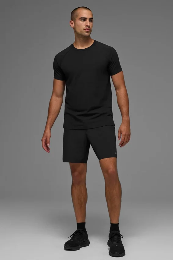 Alo Vapor pantaloncini a girocollo con maniche corte - Nero